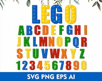 Puzzle Font Brick Font Svg Bricks Svg Letters for Cricut SVG, Leg Font Toys Brick Letter Svg Png Eps AI font