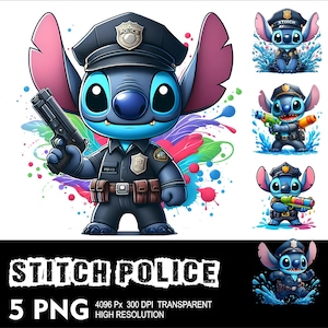Police Stitch 5 PNG Design High Resolution Transparent Background Design PNG Suitable for Sublimation PNG Stitch Png