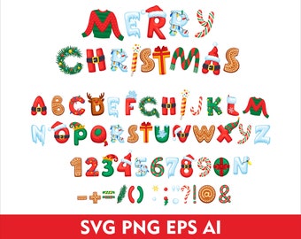 Merry Christmas Alphabet Christmas Doodle Font Merry Christmas Doodle Christmas Letters Png Eps Svg Ai Font