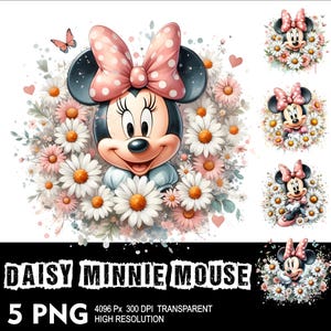 Daisy Minnie 5 PNG Design High Resolution Transparent Background Design PNG Suitable for Sublimation PNG Mouse Png