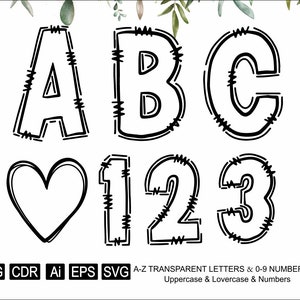 Doodle Letters PNG Transparent Doodle Alphabet Hand Drawn Blank Font Transparent & Center Fill Letter Draw For Canva PDF Eps Svg Ai Cdr Png