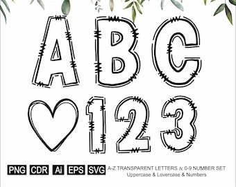 Doodle Letters PNG Transparent Doodle Alphabet Hand Drawn Blank Font Transparent & Center Fill Letter Draw For Canva PDF Eps Svg Ai Cdr Png