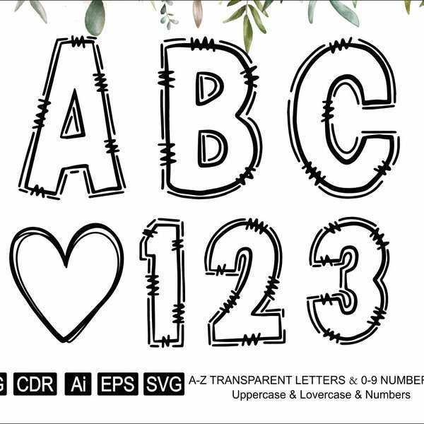 Doodle Letters PNG Transparent Doodle Alphabet Hand Drawn Blank Font Transparent & Center Fill Letter Draw For Canva PDF Eps Svg Ai Cdr Png