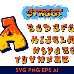 Street Graffiti Font SVG Street Graffiti Alphabet Graffiti Letters for Cricut Svg Font, Street Graffiti Svg Png Eps Ai