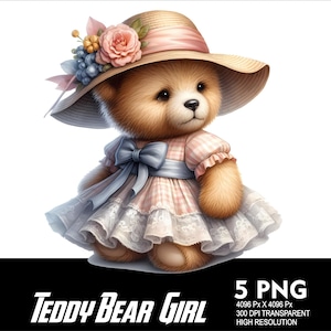 Girl Bear 5 PNG Design High Resolution Transparent Background Design PNG Suitable for Sublimation PNG Girl Teddy