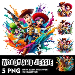 Toy Story Woody and Jessie 5 PNG Design High Resolution Transparent Background Design PNG Suitable for Sublimation PNG Woody and Jessie Png
