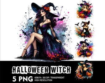 Diseño PNG de bruja de Halloween 5 Diseño de fondo transparente de alta resolución PNG Adecuado para sublimación PNG Bruja de Halloween Png