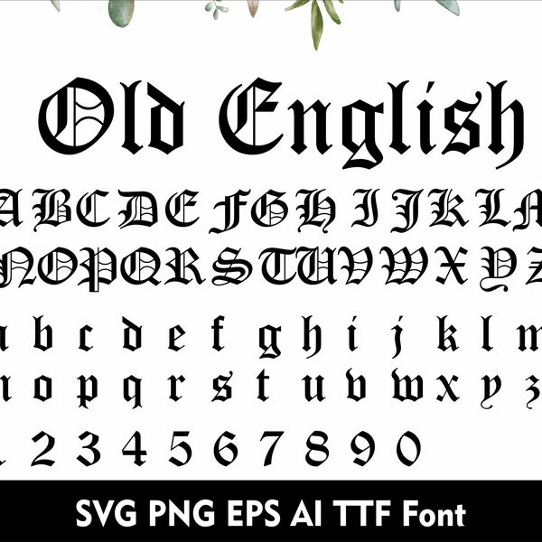 Old English Font Old English SVG Letters Roman Font Latin Font Old English Alphabet for Cricut Svg Png Eps Ai TTF Font