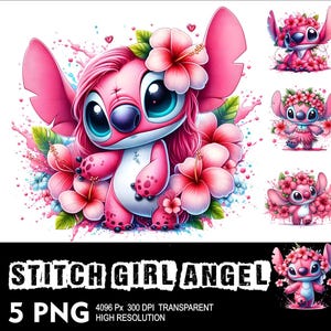Angel Stitch 5 PNG Design High Resolution Transparent Background Design PNG Suitable for Sublimation PNG Girl Stitch Png