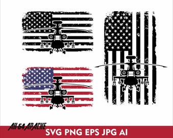 Us Flag and Ah-64-APACHE SVG Patriotic American Flag USA Army Helicopter Flag Vertical Flag Distressed Us Flag Svg Png Eps Jpg Veteran
