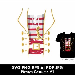 Piraten Kostüm Shirt svg Piraten Helden Kostüm svg png eps Piraten svg karibisches Kostüm Tshirt Design svg V1