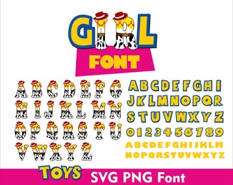 Jouets pour fille, jouets à doodle alphabet, police de griffonnage Jessie Cowgirl, police de caractères PNG, lettre Svg de l'alphabet, lettre de A à Z, police de lettre histoire, police jouet, lettres histoire