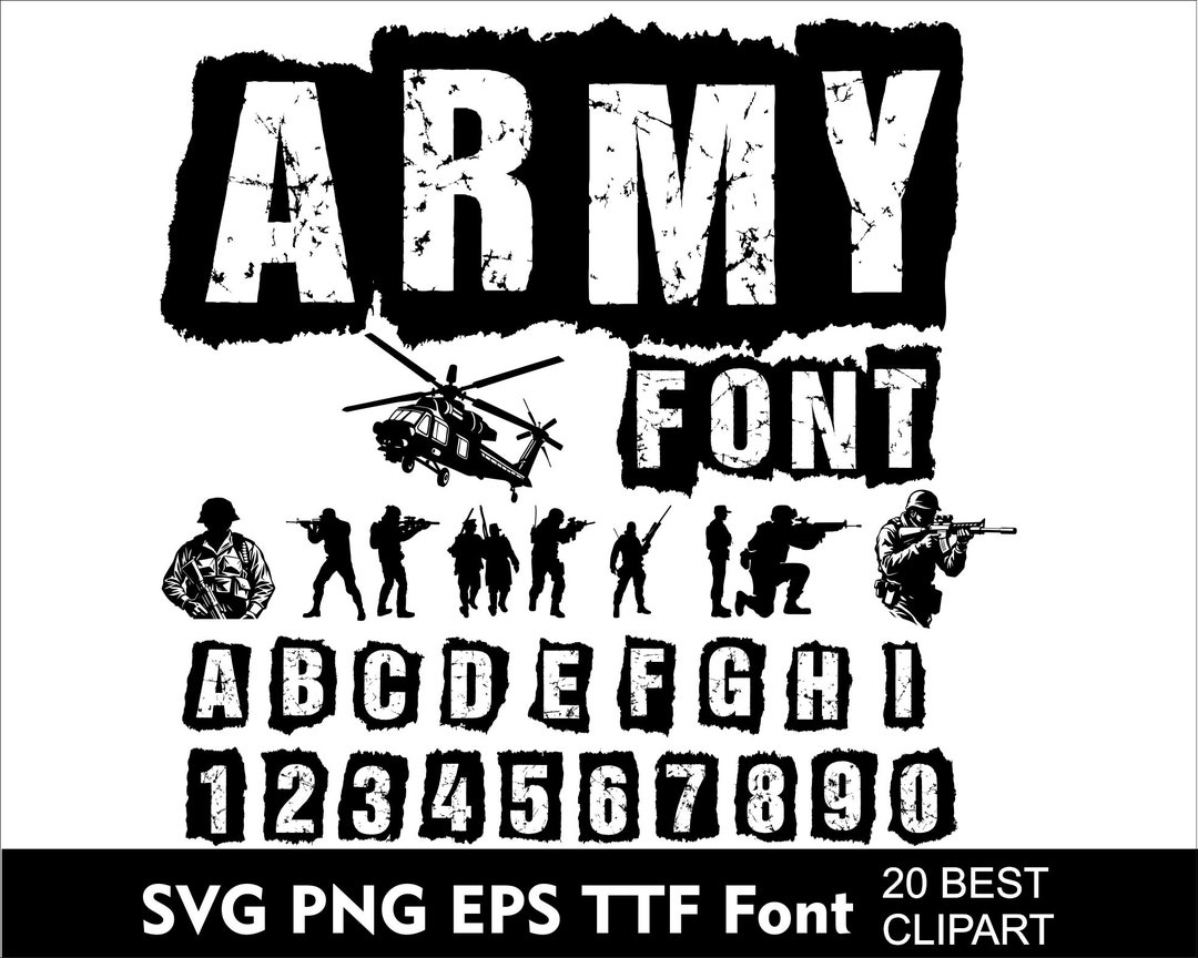 Army Font SVG Army Alphabet Svg Distressed Army Font for Cricut Svg Png