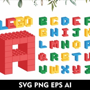 Brick Puzzle Font Brick Font Svg Bricks Svg Letters for Cricut SVG, Leg Font Toys Brick Letter Svg Png Eps AI font