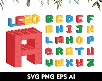 Brick Puzzle Font Brick Font Svg Bricks Svg Letters for Cricut SVG, Leg Font Toys Brick Letter Svg Png Eps AI font