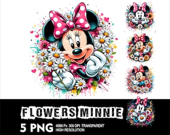 Bloemen Minnie 5 png-ontwerp met hoge resolutie transparant achtergrondontwerp png-bestand Geschikt voor sublimatie muis png