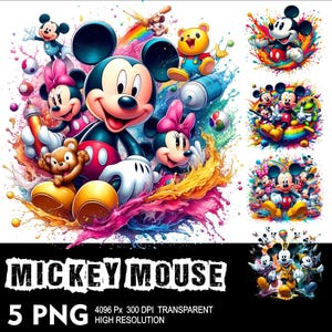 Mickey 5 PNG Design High Resolution Transparent Background Design PNG Suitable for Sublimation PNG  Mouse Png
