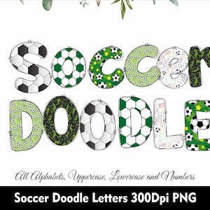 Soccer Doodle Letters Soccer Alphabet BUNDLE 6 Set Doodle Font Sport Letters Football Alphabet PNG Sublimation Letters