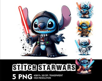 Starwars Stitch 5 PNG Diseño de fondo transparente de alta resolución Diseño PNG Adecuado para sublimación PNG Stitch Png