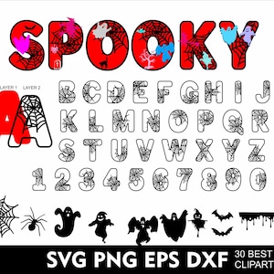 Halloween Spooky Alphabet svg 2 Layar Font svg für Cricut cut svg Halloween Buchstaben 30 Best Clipart svg png eps ai dxf