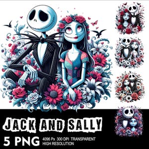 Flowers Jack and Sally 5 PNG Design High Resolution Transparent Background Design PNG Suitable for Sublimation PNG Jack and Sally