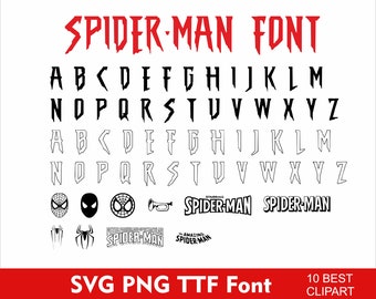 Super Hero Font Svg Spider Font e Clipart Svg Spider Letters Svg Spider Head Clipart Hero Alphabet e Clipart Svg Png TTF font