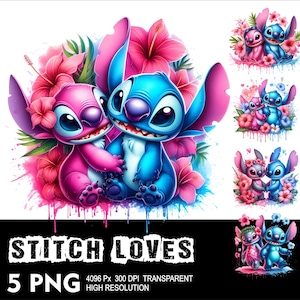 Loves Stitch 5 PNG Design High Resolution Transparent Background Design PNG Suitable for Sublimation PNG Stitch Png
