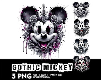 ゴシックミッキー5 PNGデザイン 高解像度の透明な背景デザインPNG 昇華に適したPNG ゴシックマウス