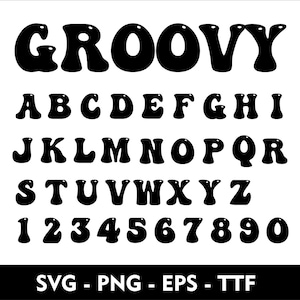 Retro Groovy Aphabet SVG Vintage Font Retro Alphabet Font  for Cricut Svg  90s 80s Font SVG Eps Png TTF Font