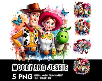 Toy Story Woody and Jessie 5 PNG Design High Resolution Transparent Background Design PNG Suitable for Sublimation PNG Woody and Jessie Png