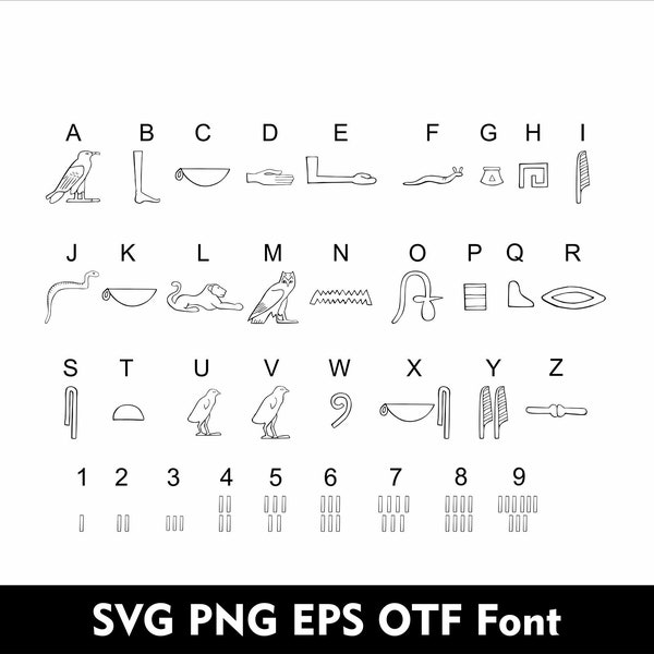 Hiéroglyphe égyptien ancien Svg Hiéroglyphe égyptien ancien Police Svg Hiéroglyphe égyptien Alphabet Svg Png OTF police