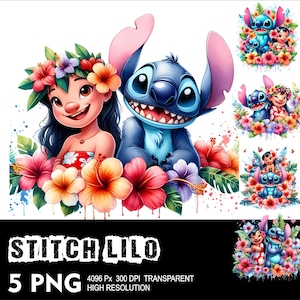Lilo and Stitch 5 PNG Design High Resolution Transparent Background Design PNG Suitable for Sublimation PNG Lilo and Stitch Png
