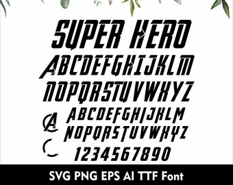 Superhero Alphabet Superhero Font Svg Kids font Comic font Hero Letters for Cricut Silhouette Cake Toppers Svg Png Eps TTF font