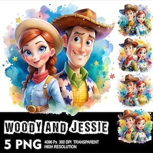Toy Story Woody and Jessie 5 PNG Design High Resolution Transparent Background Design PNG Suitable for Sublimation PNG Woody and Jessie Png