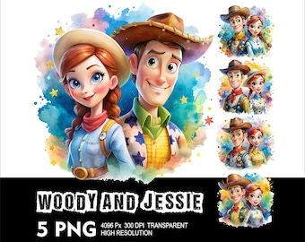 Toy Story Woody and Jessie 5 PNG Design High Resolution Transparent Background Design PNG Suitable for Sublimation PNG Woody and Jessie Png