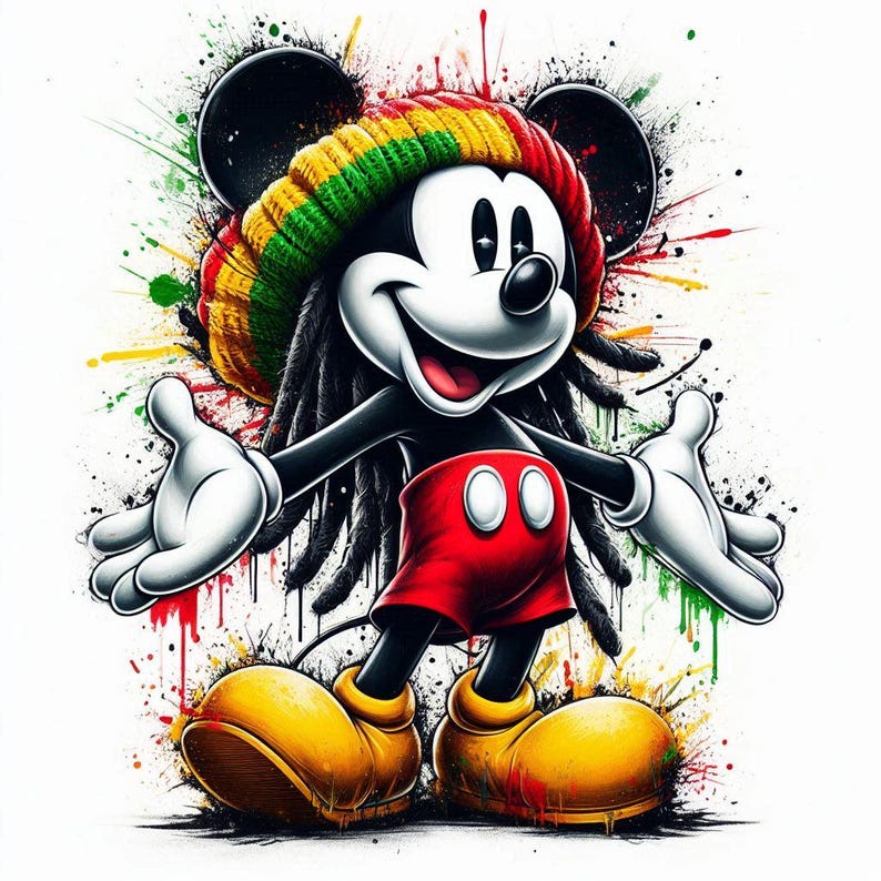 Smicky Rasta Rastafari Mickey 5 PNG Design High Resolution Transparent Background ...