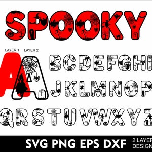 3D Spooky alfabet Svg 2 Layar lettertype Svg voor Cricut Cut Svg Halloween Letters Svg Png Eps Ai Dxf