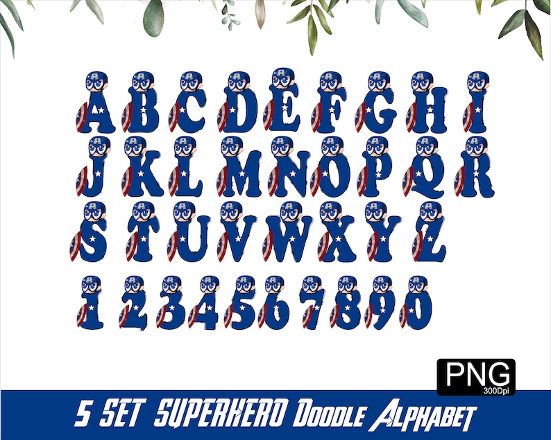 Super Hero Alphabet PNG Avanger Font Super Hero Letter Hero Doodle PNG font Kids Sublimation Font Kids Tshirt Design image 7