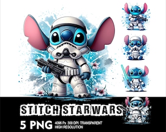 Starwars Stitch 5 PNG Diseño de fondo transparente de alta resolución Diseño PNG Adecuado para sublimación PNG Stitch Png