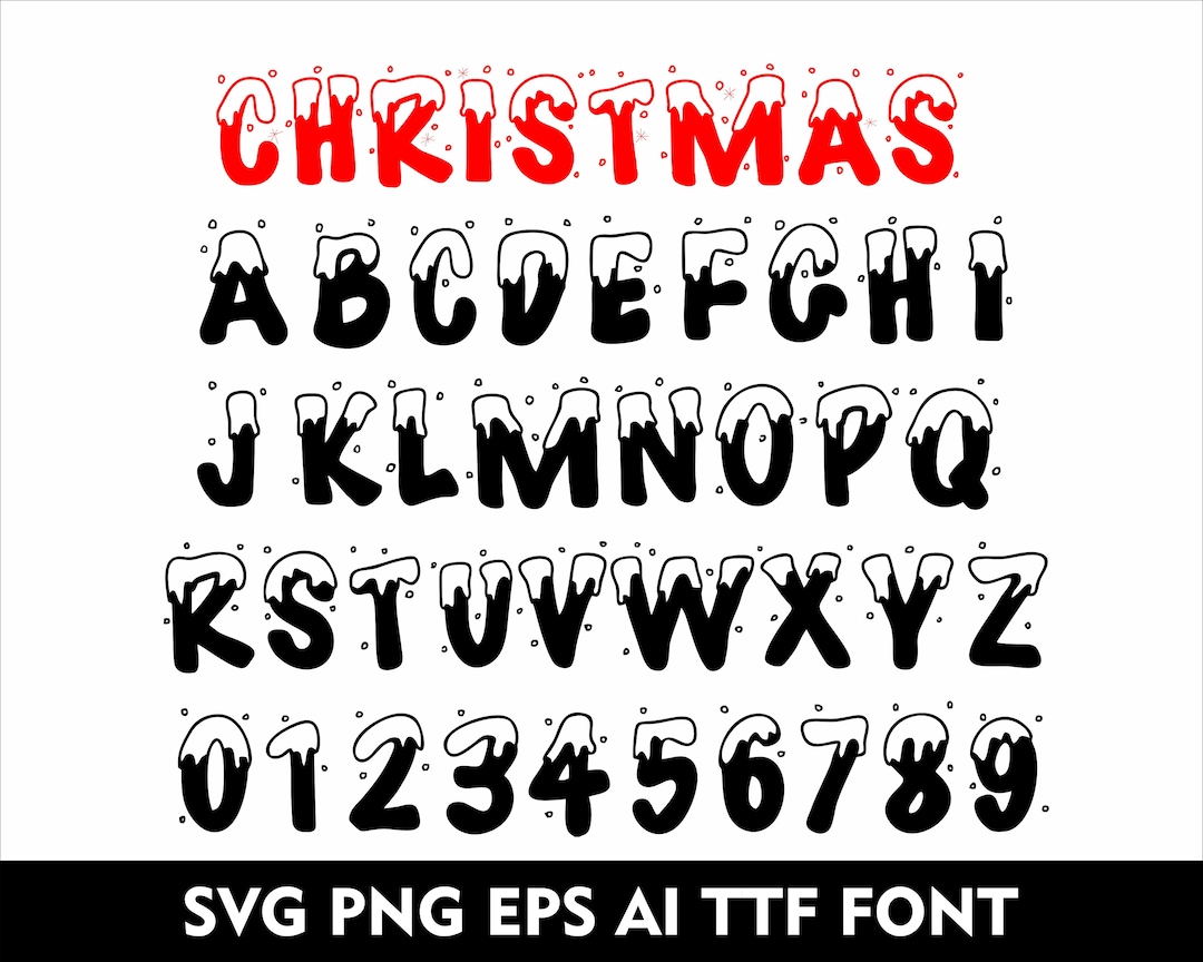 Snow Christmas Alphabet Christmas Letters Snow Font Christmas Svg ...