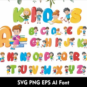 Cartoon Funny Kids Alphabet Svg Funny Font Svg Png Cute Funny Letters Birthday Font Cartoon Funny Font for Cricut Svg Png Eps AI Font