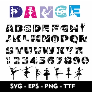 Ballet alfabet lettertype SVG ballet lettertype danser SVG lettertype ballet clipart vector ballet SVG eps png TTF-lettertype