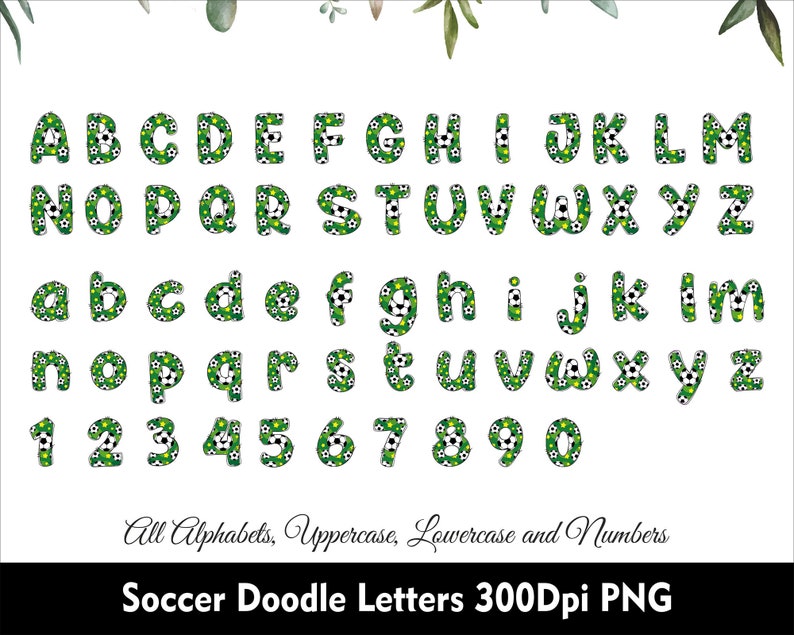 Soccer Doodle Letters Soccer Alphabet BUNDLE 6 Set Doodle Font Sport ...