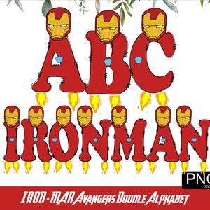 Super Hero Alphabet PNG Avanger Font Super Hero Letter Hero Doodle PNG font Kids Sublimation Font Kids Tshirt Design image 3
