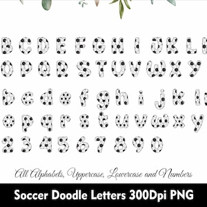 Soccer Doodle Letters Soccer Alphabet BUNDLE 6 Set Doodle Font Sport ...