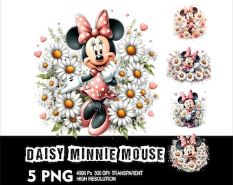 Daisy Minnie 5 png-ontwerp met hoge resolutie transparant achtergrondontwerp png-bestand Geschikt voor sublimatie png-bestand Bloemen muis png