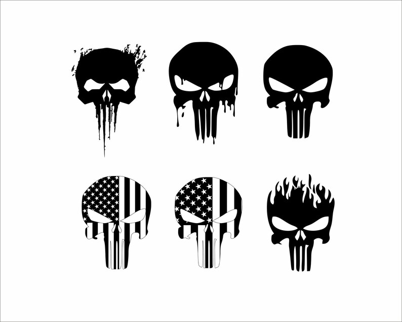 Punisher Skull Svg Bundle Punisher Tshirt Design Skull Svg Eps Png Ai Vector Skull Punisher Svg Files image 8