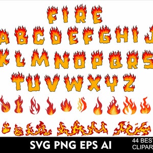 Fire Font SVG Clipart Svg Png Eps Font Fire Alphabet Letters for Cricut Svg Png Eps Ai Clipart