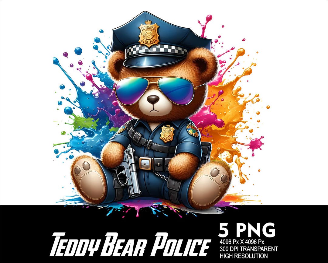Police Bear Pattern Police Bear 5 PNG Design High Resolution Transparent Background Design ...