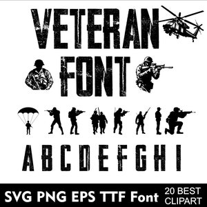 Veteran Font SVG Army Alphabet Svg Distressed Army Font for Cricut Svg Png Eps TTF Font 20 Clipart